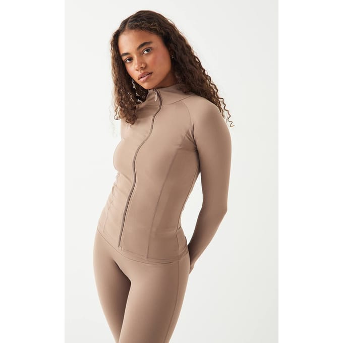 Dames DSGN Studio Ultra Sculpt Doorritsjack | Taupe | Maat: Medium