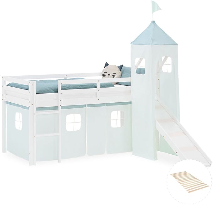 Homestyle4u Hoogslaper - 90x200 cm - Mint - met lattenbodem