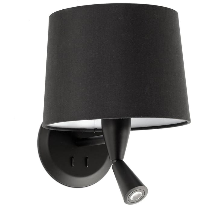 FARO BARCELONA Conga wandlamp met LED leeslamp, zwart