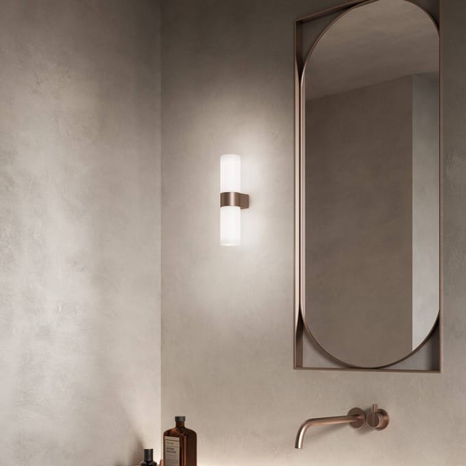 kdln wandlamp Pastilla, brons, hoogte 36 cm, glas
