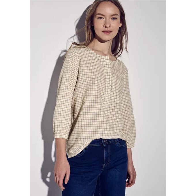 Geruite seersucker blouse