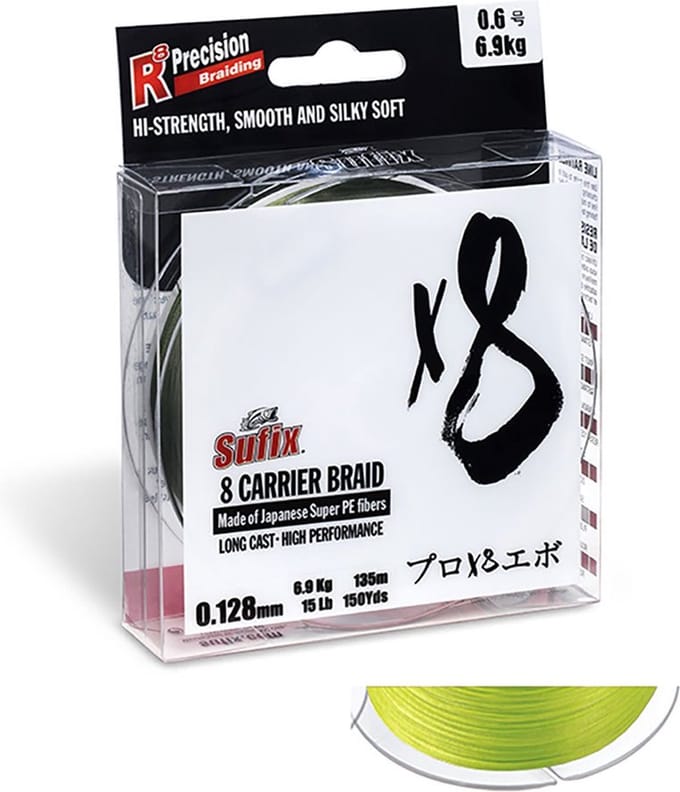 Sufix 8 Carrier Braided Line 0.165mm Fluo Groen