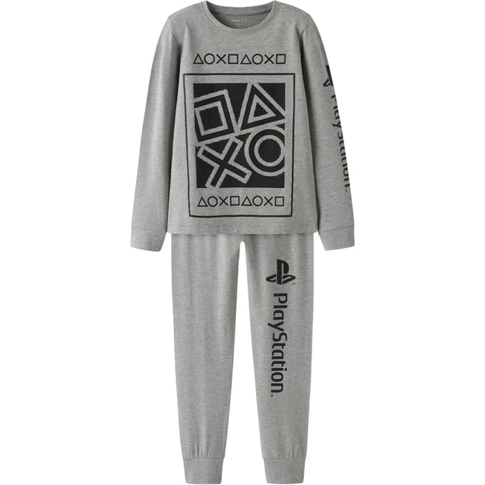 Name It Jongens Lange Pyjama Set NKMOLYMPOS Playstation Print Grijs - Maat 122/128