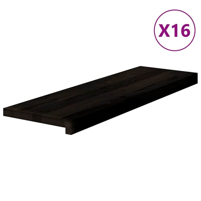 vidaXL - Traptreden - 16 - st - 80x30x2 - cm - massief - eikenhout - bruin-zwart