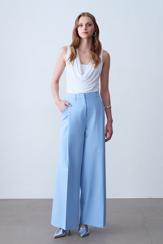 Hoge Taille Brede Pijpen Crepe Broek