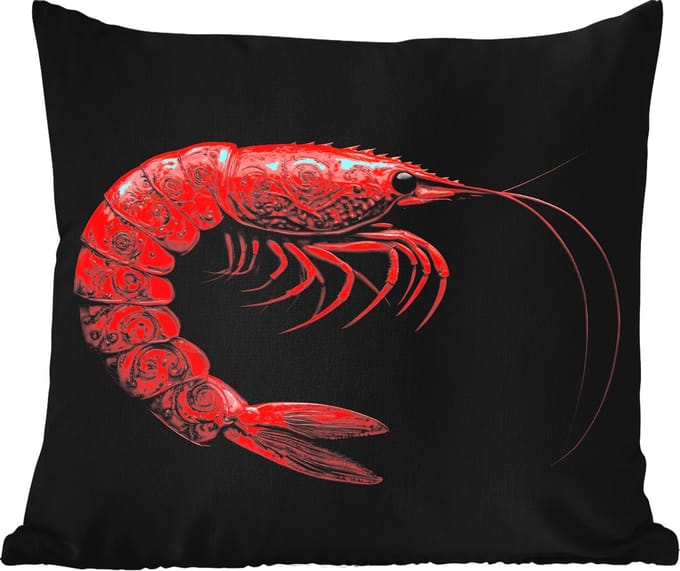 Tuinkussen - Garnaal - Rood - Dieren - 40x40 cm - Weerbestendig