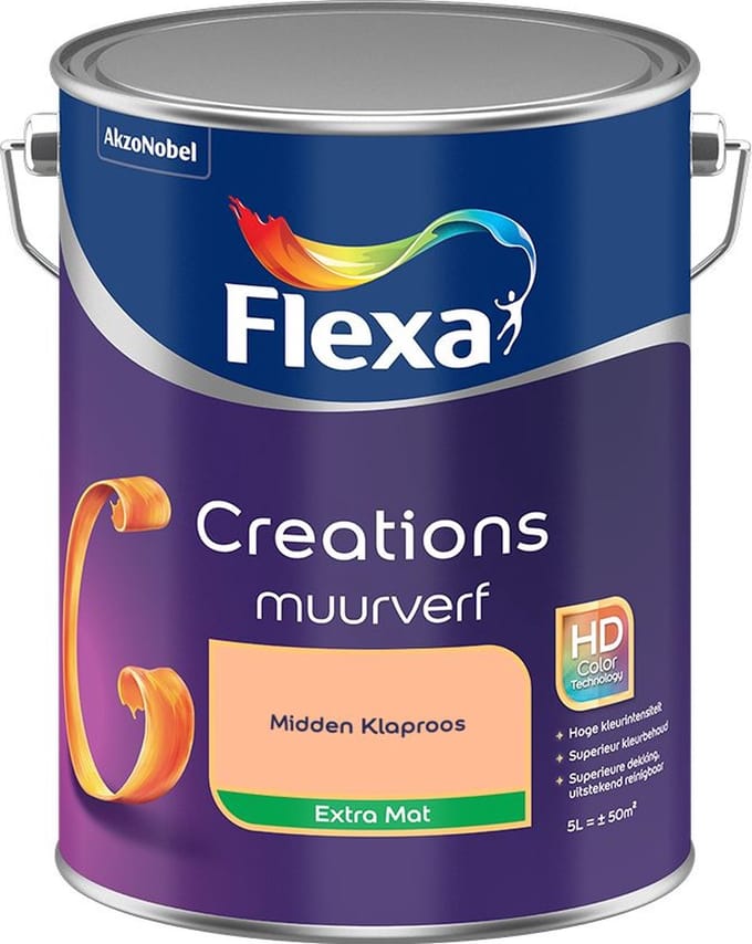 Flexa - Creations Muurverf Extra Mat - Midden Klaproos - Mengverf - 5 L