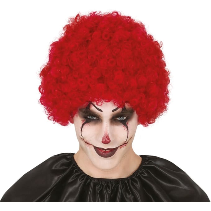 Perruque de Clown Afro Rouge Boucles Frisées Costume red