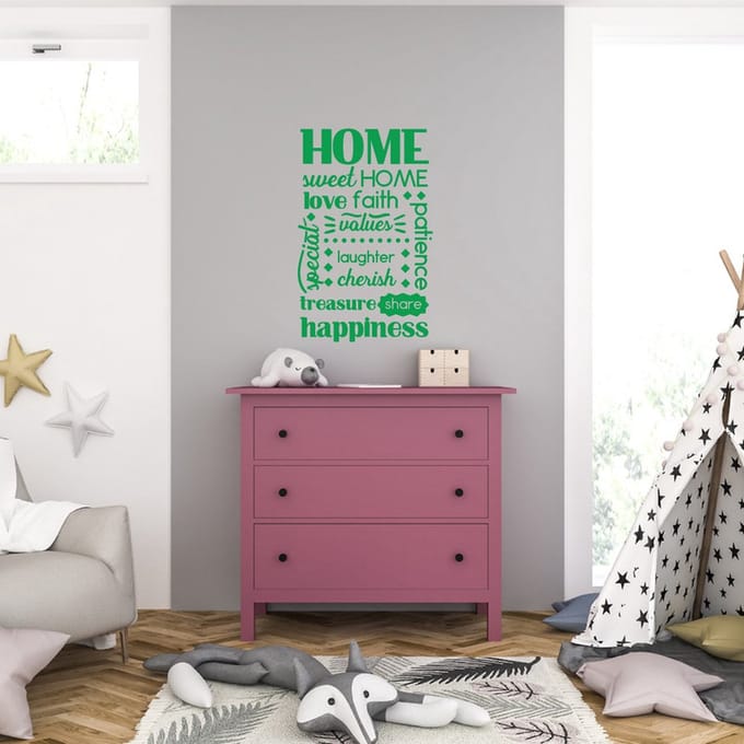 Muursticker - Home Sweet Home - 46,4 x 72,8 - Groen