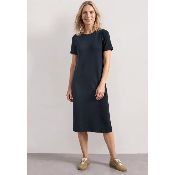 Midijurk met ribbelpatroon en ronde hals