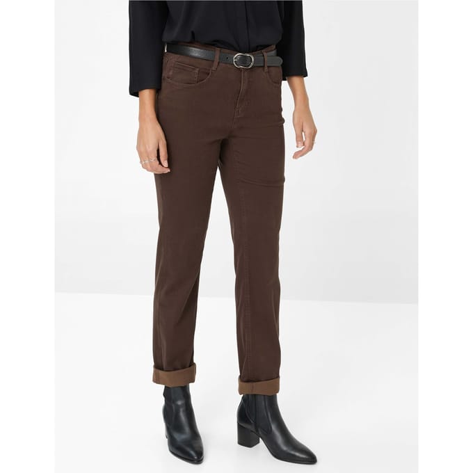 Brax Dames Broek  Style MARY DARK CHOCOLATE, donkerbruin, maat 34