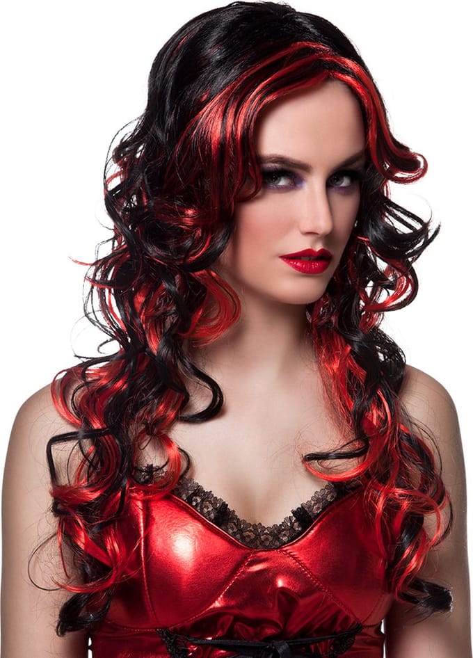 Boland - Pruik Devilicious - Krullen - Lang - Vrouwen - Duivel - Halloween en Horror
