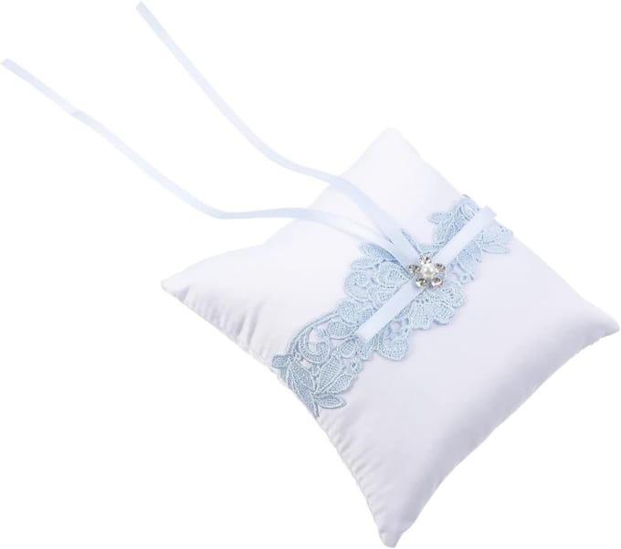 Ringkussen - Ringhouder - Bruiloft Decoratie - Met Strik Decoratie - 15x15CM - Hemelsblauw