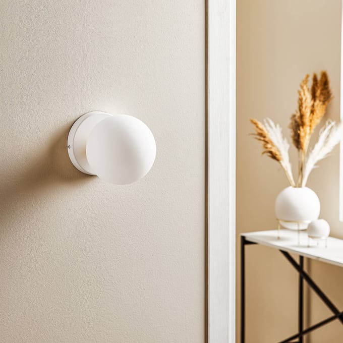 EMIBIG LIGHTING Wandlamp Kiba wit/goud met glazen bol