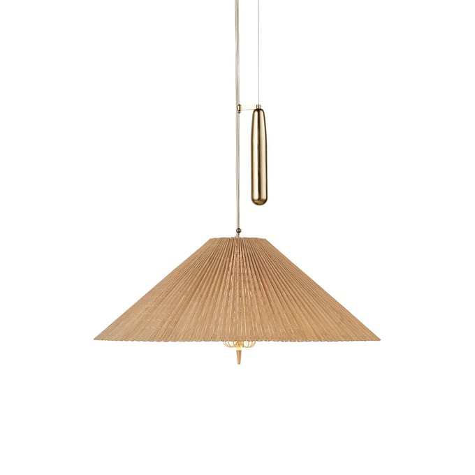 Gubi hanglamp A1972, messing, kap van bamboe, verstelbaar