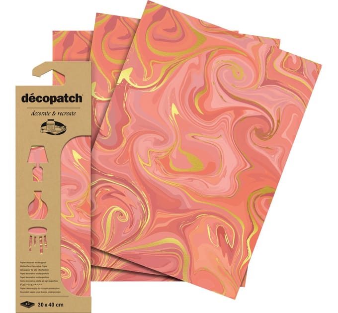 Decopatch Papier Set Verfpatroon Roze Hotfoil | 3 vellen