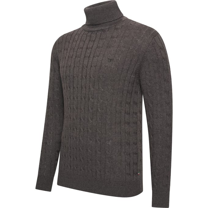 Cappuccino Italia - Heren Trui Pullover Aosta Cable - Grijs - Maat L