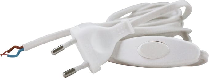 Scanpart aansluitsnoer met stekker 1.8 meter - 2 x 0.75 mm - Wit - Met schakelaar