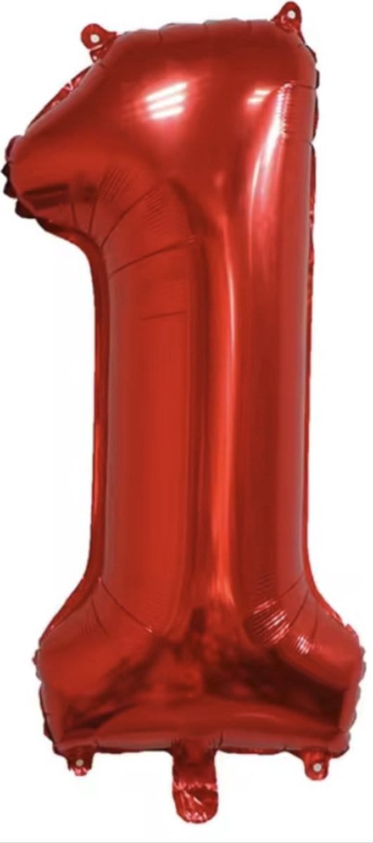 Scoby - Cijerballon - Folieballon - XL 100cm - Rood - Cijfer 1