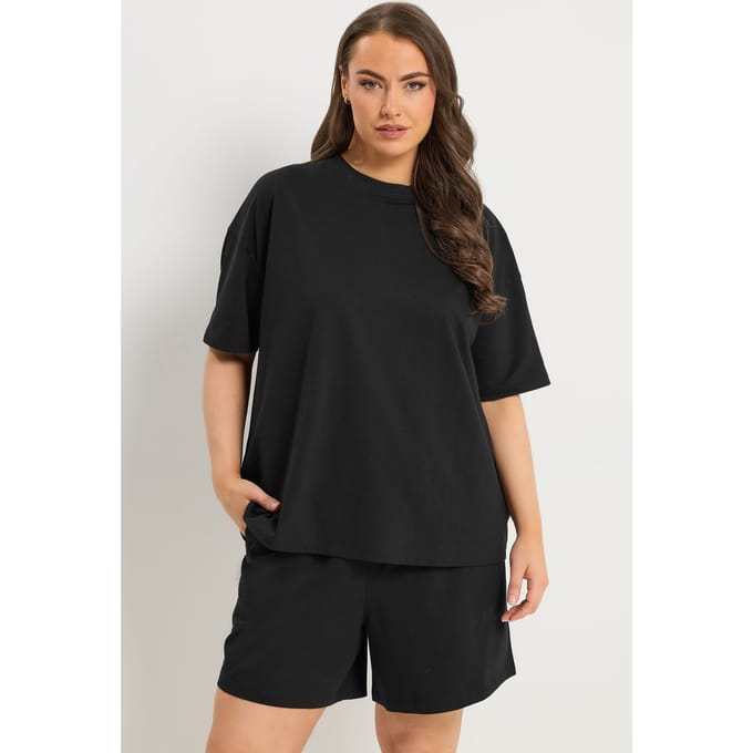 Yours Zwarte Sweat Tshirt En Short Set Size 44