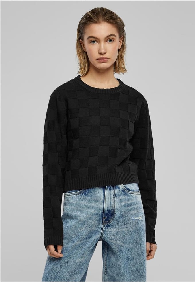Urban Classics - Check Knit Sweater/trui - XXL - Zwart