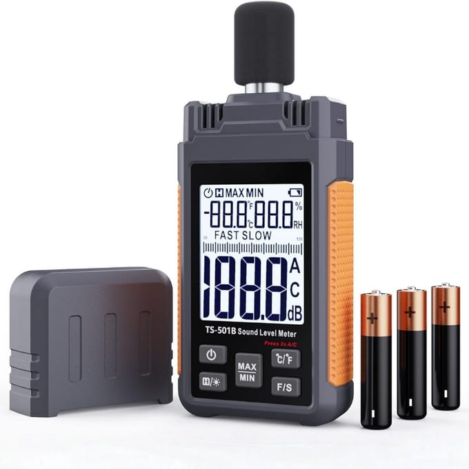 SCH® Decibelmeter - Zwart/Oranje - ‎6cm x 3cm x 14cm