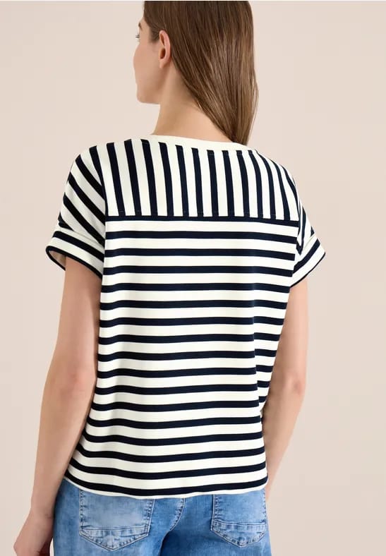 Sweater met korte mouwen en brede strepen