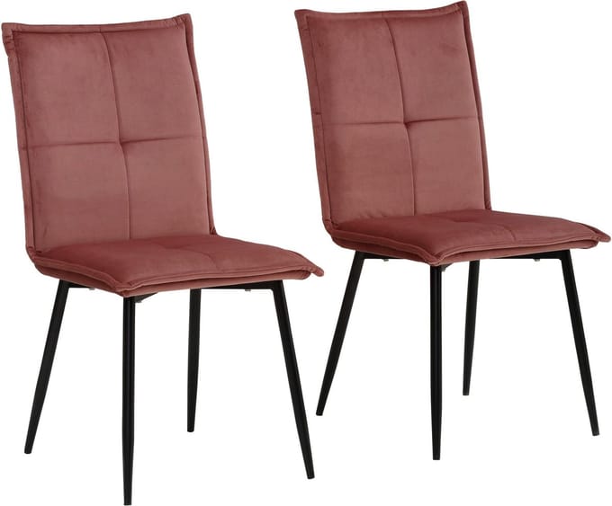 Mandy-Eetkamerstoel - 2 Pack - Roze Fluweel