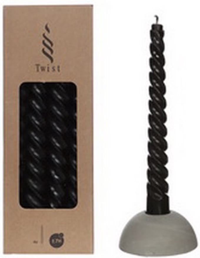 Twist kaarsen set 4 stuks dia. 2.2 x H 19 cm zwart Hortus