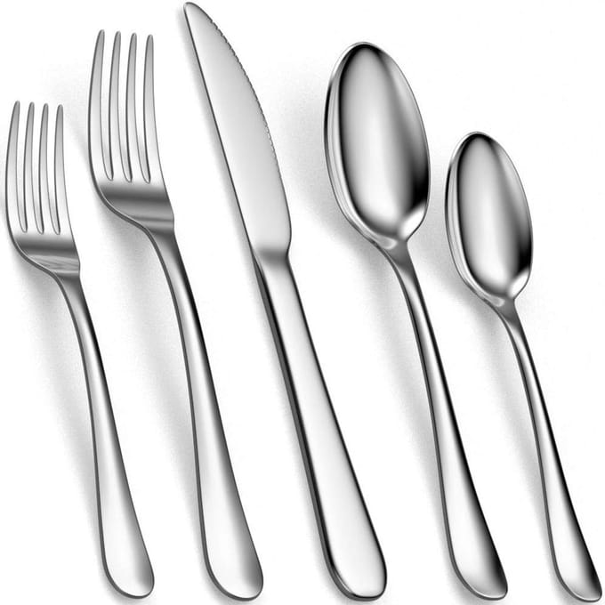 Cuhostki-5PCS-Ergonomic-Flatware-Set-Silver-Polished-Perfect-Gift