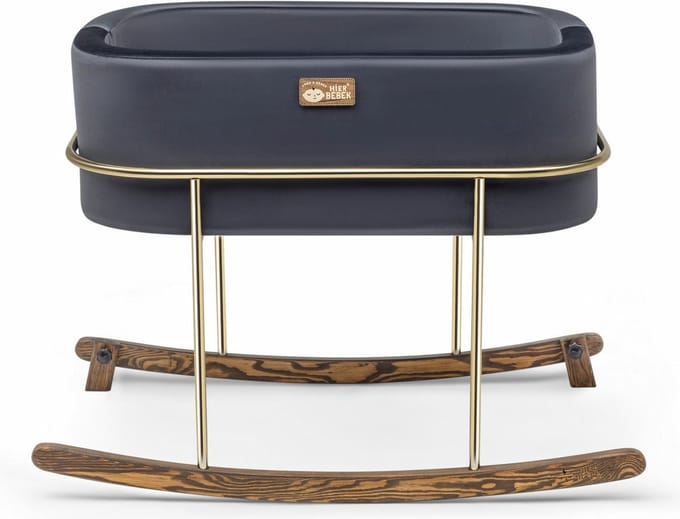 Asir Wieg - Zwart Goud - 90 x 70 x 58 cm - Inclusief matras