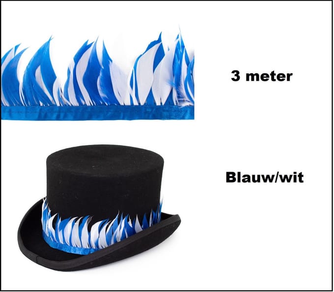Verenband blauw/wit 3 meter - Festival hoed thema feest carnaval