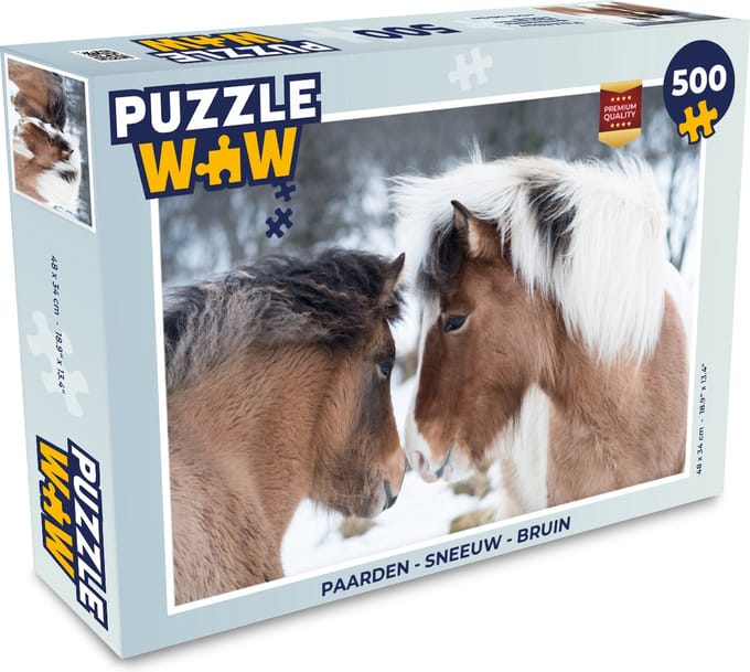 Puzzel Paarden - Sneeuw - Bruin - Legpuzzel - Puzzel 500 stukjes