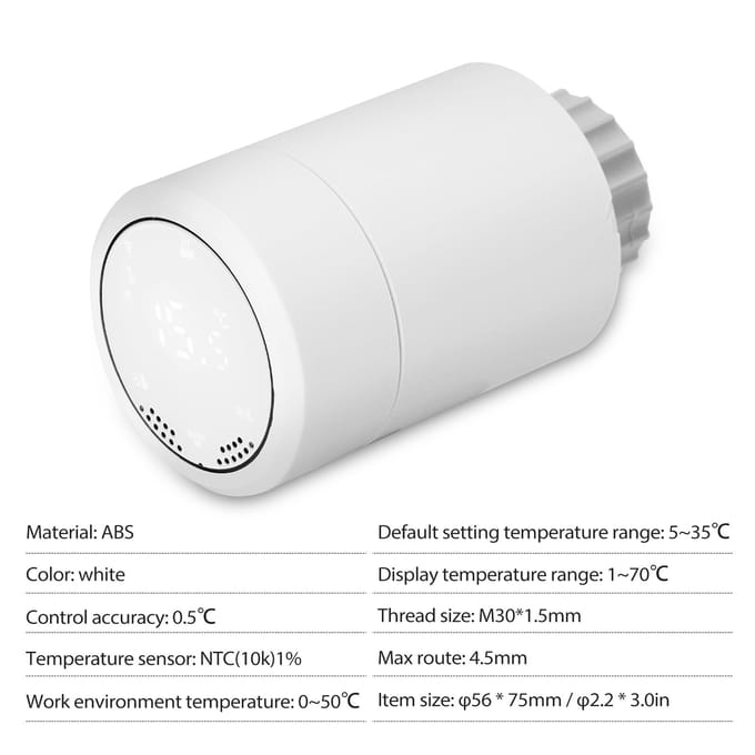 HY367RT ZigBee tastbaar display temperatuurregelaar thermostatische radiator intelligent huis wit
