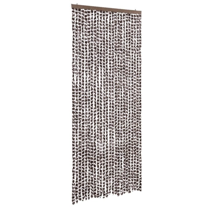 vidaXL - Vliegengordijn - 100x200 - cm - chenille - bruin - en - wit