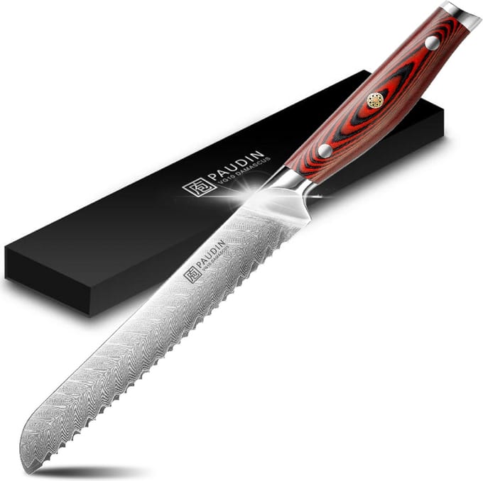 PAUDIN P3 Professioneel Broodmes 20 cm - Japans mes - Banket Mes - Echt Damascus Staal