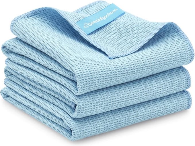 Geweldigschoon Droogdoeken - 45x80cm - 3 stuks - Microvezeldoeken - Maat L - Blauw