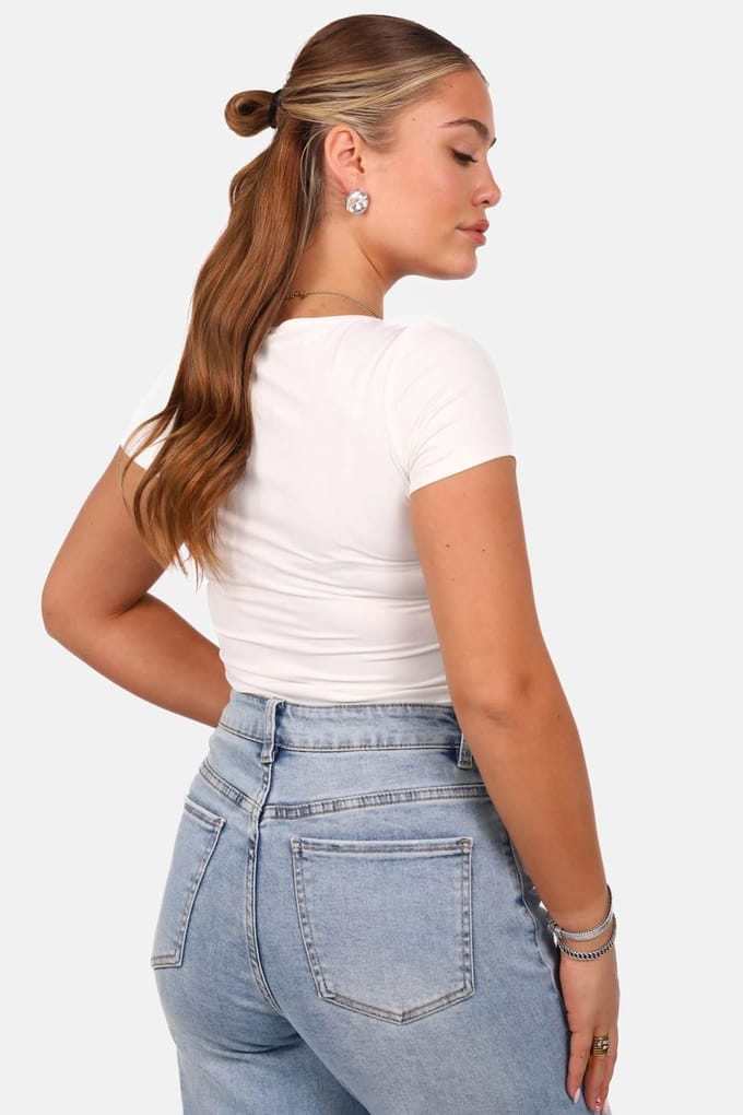 Getdrezzed Top - Maat: XL - T shirt met vierkante hals wit