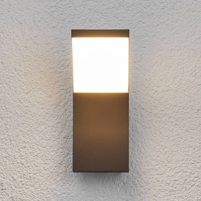 Lucande LED buiten wandlamp Timm, 20 cm, antraciet, IP54