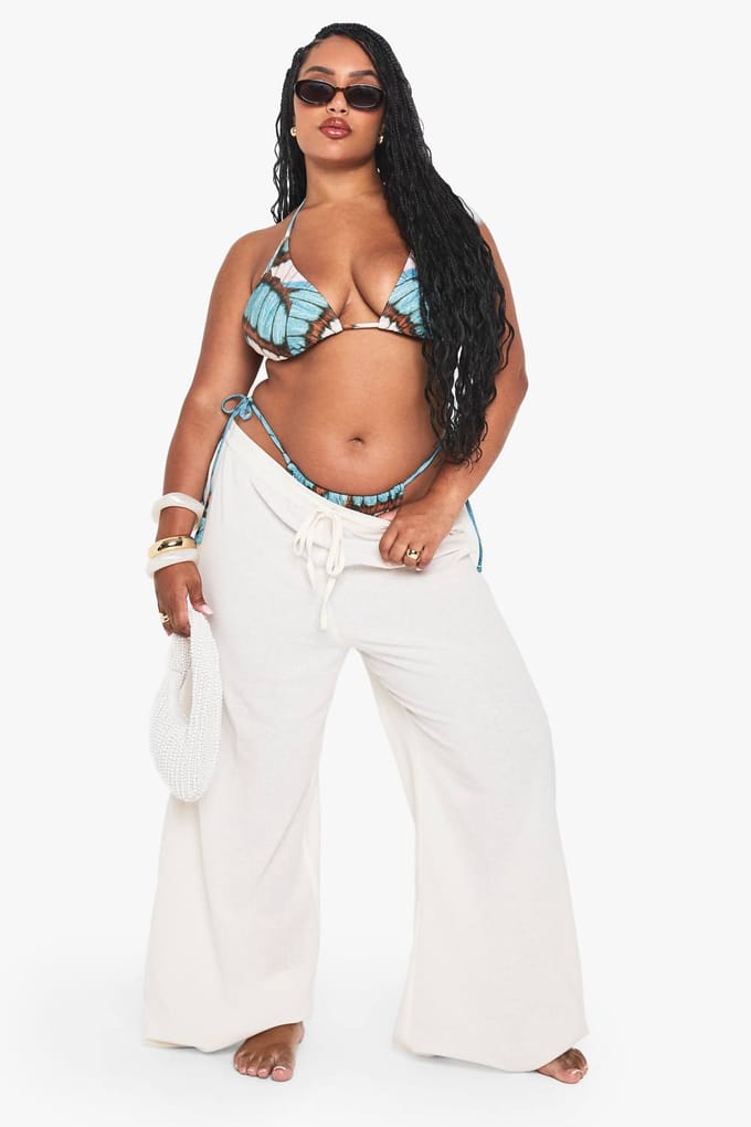 boohoo Dames PLUS VLINDER OVERSIZE PRINT DRIEHOEK BIKINI | Maat: 28