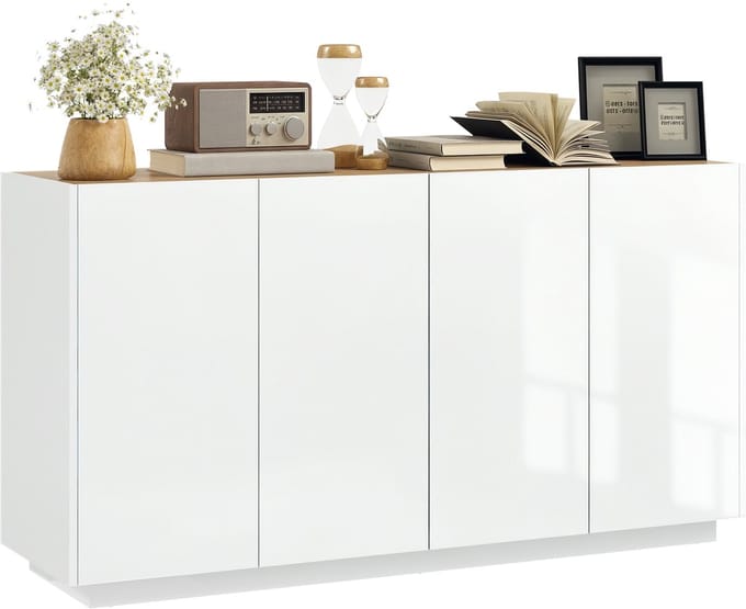HOMCOM Dressoir - MDF - 140x40x75cm - Wit gelakt