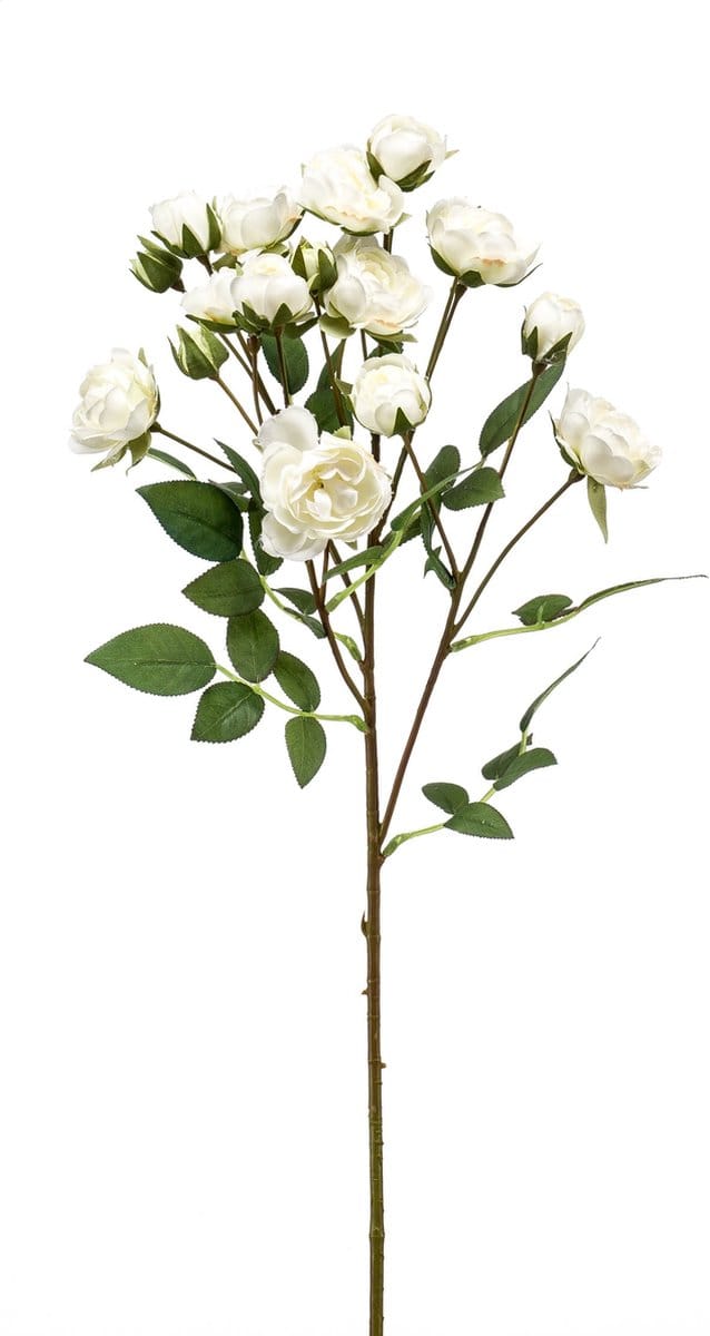 Emerald - Kunstbloem Roos mini 57cm wit - Kunstplant voor binnen