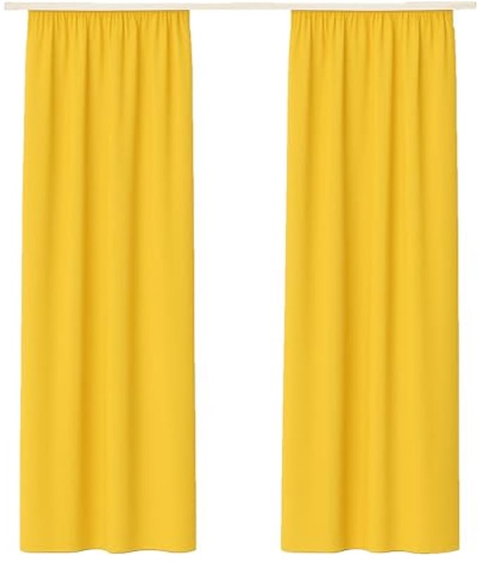 Decoratieve Microfibre Gordijnen Set van 2 - 140 x 145 cm - Geel