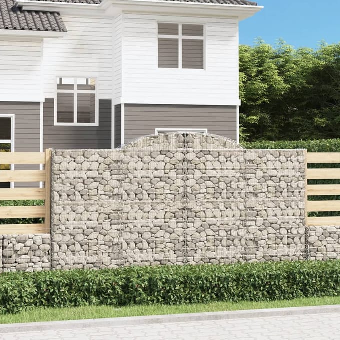 vidaXL - Schanskorven - 2 - st - gewelfd - 300x30x160/180 - cm - ijzer