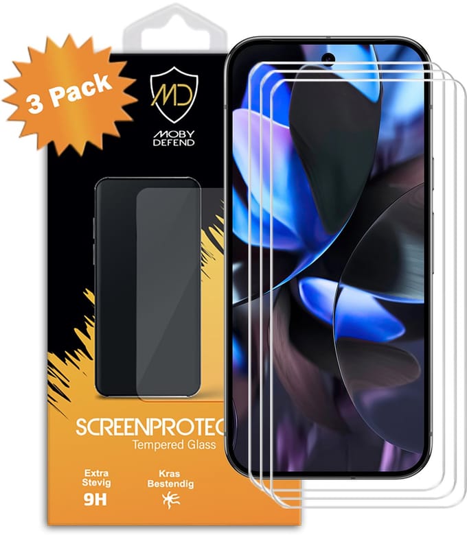 3-Pack MobyDefend Screenprotectors - Geschikt voor Google Pixel 9 Pro - Case-Friendly Screensavers - Gehard Glas