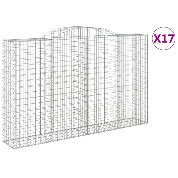 vidaXL - Schanskorven - 17 - st - gewelfd - 300x50x180/200 - cm - ijzer