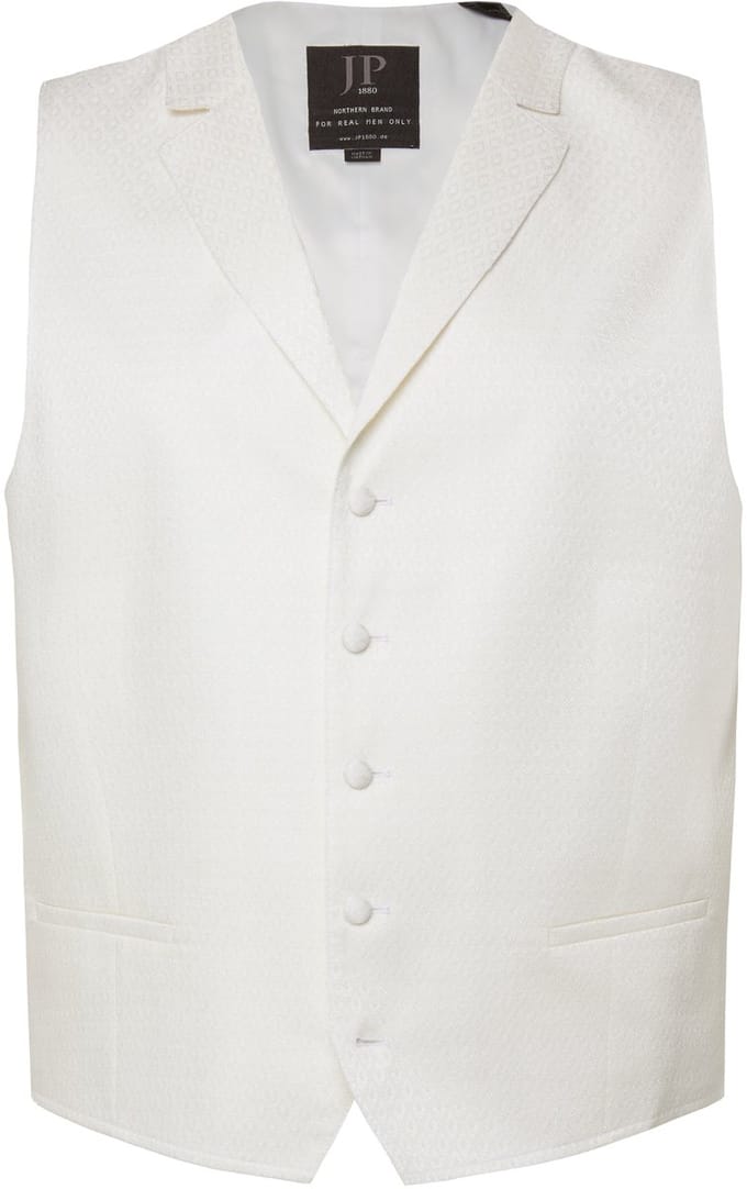 JP 1880 - Heren - Bruidegom gilet business knoopsluiting - Off-white - Maat 58