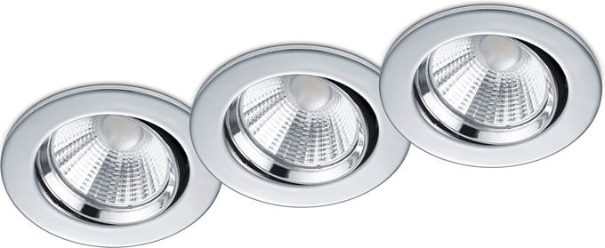 LED Spot 3 Pack - Inbouwspot - Torna Paniro - Rond 5W - Dimbaar - Warm Wit 3000K - Mat Chroom - Aluminium - Ø80mm