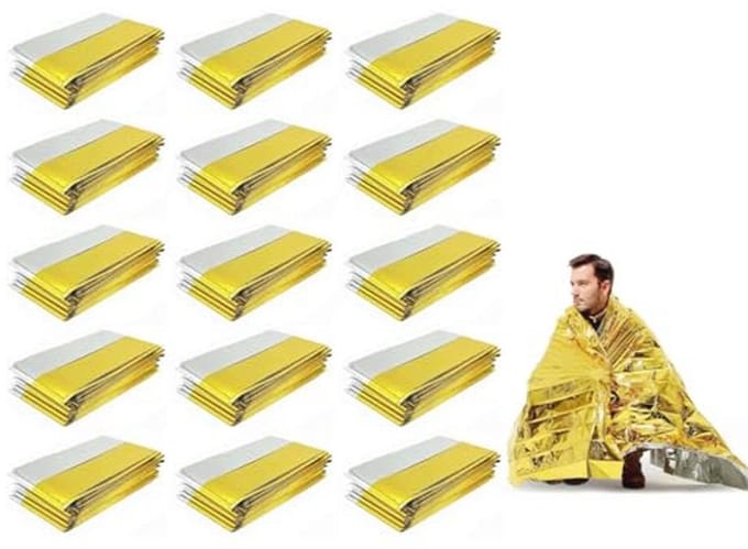Multifunctionele Reddingsdeken - Goud-Zilver, Sterke en Waterdichte Eerste Hulp Decken 140 x 210 cm