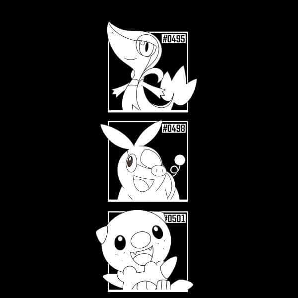 Pokemon Generation 5 Monochrome Starters Men's T-Shirt - Black - XL